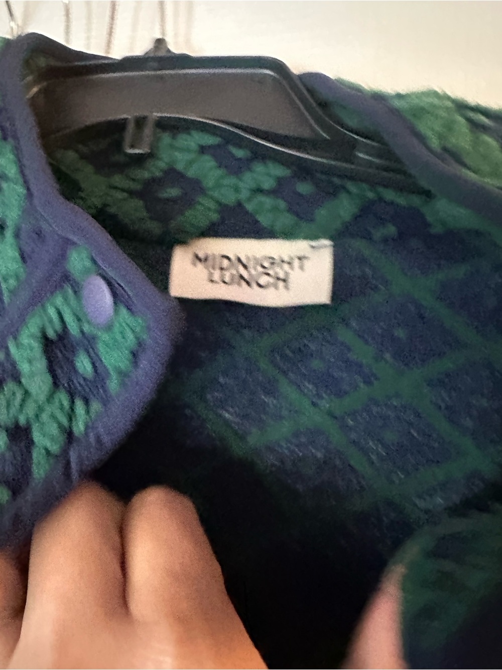 Midnight Lunch pullover sweater womens green and blue Large - Picture 2 of 3